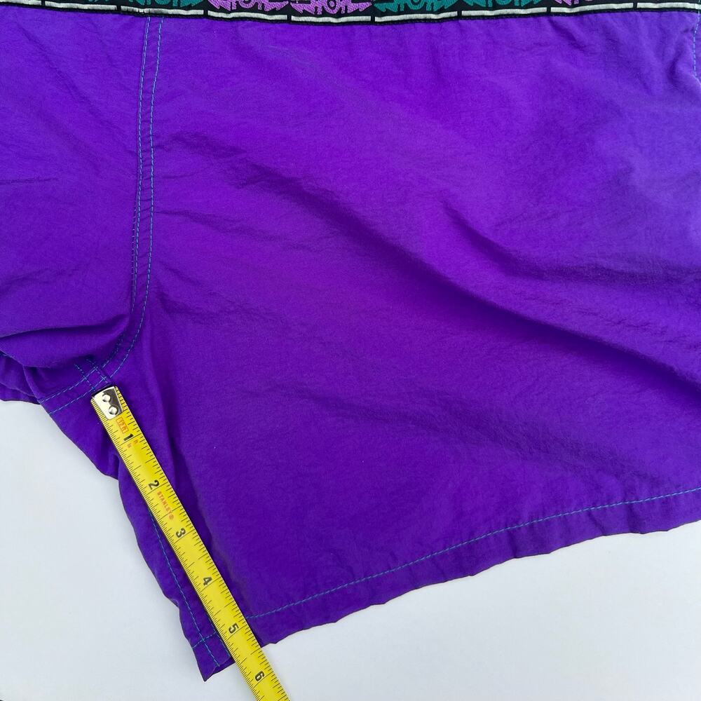 Vintage Fast Breakers Blue Purple Tribal Swim Suit Trunks Board Shorts Surf S M - Picture 8 of 10